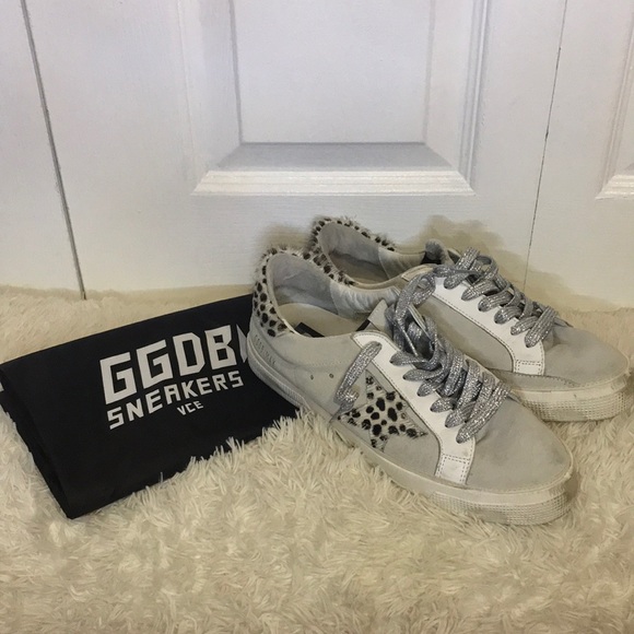 golden goose white suede leopard may sneakers